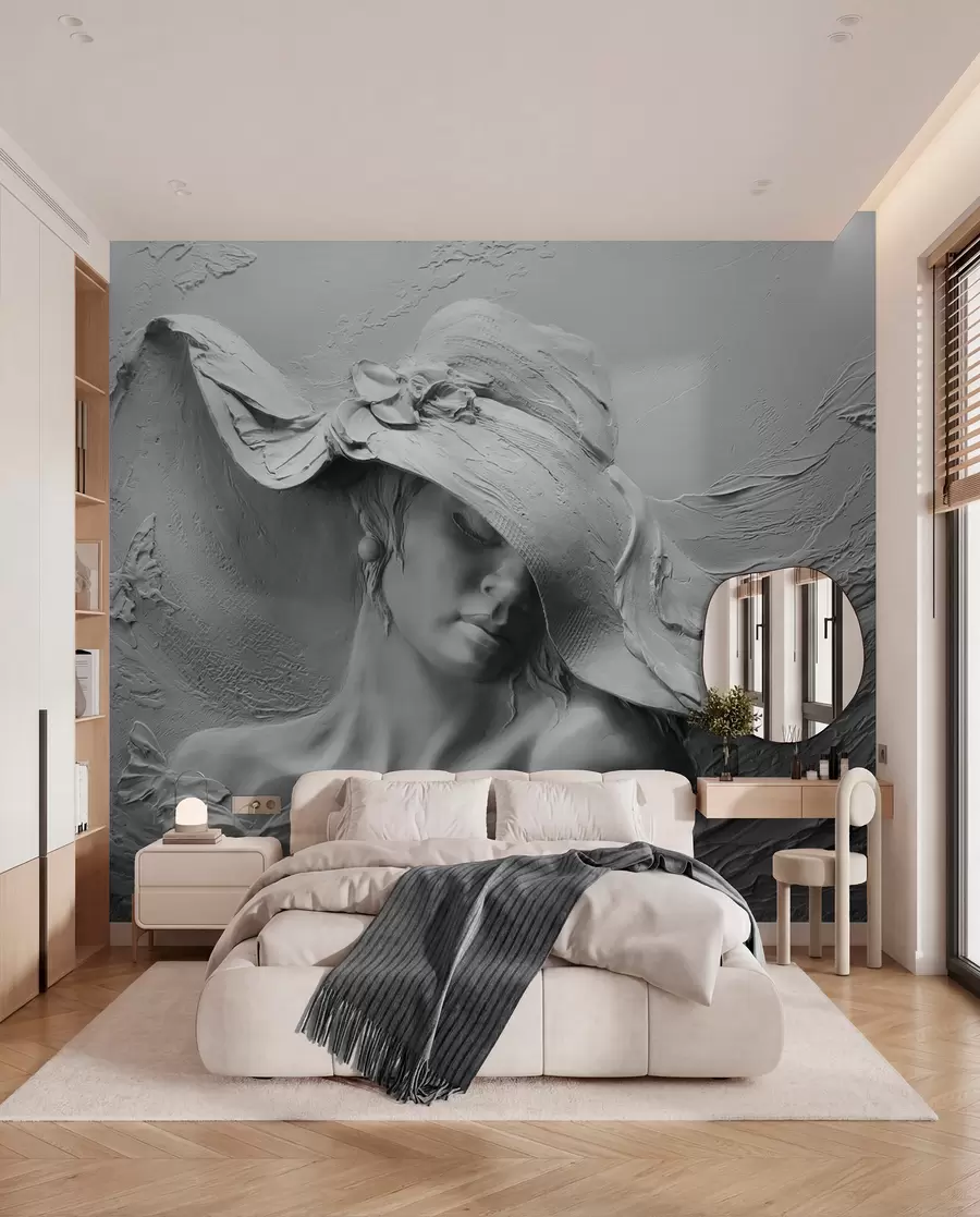 Фототапет Жена с шапка 3D u62592