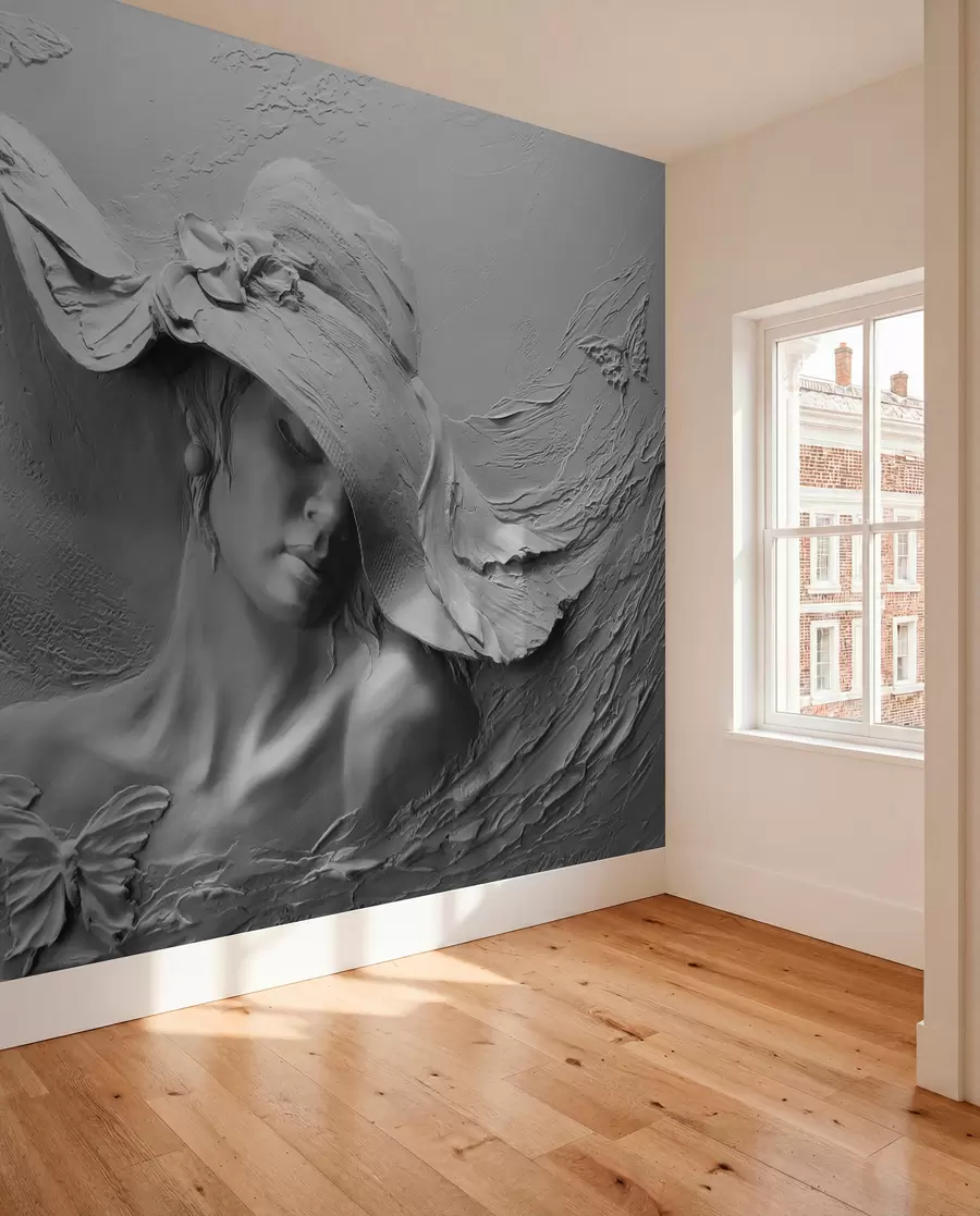 Фототапет Жена с шапка 3D u62592