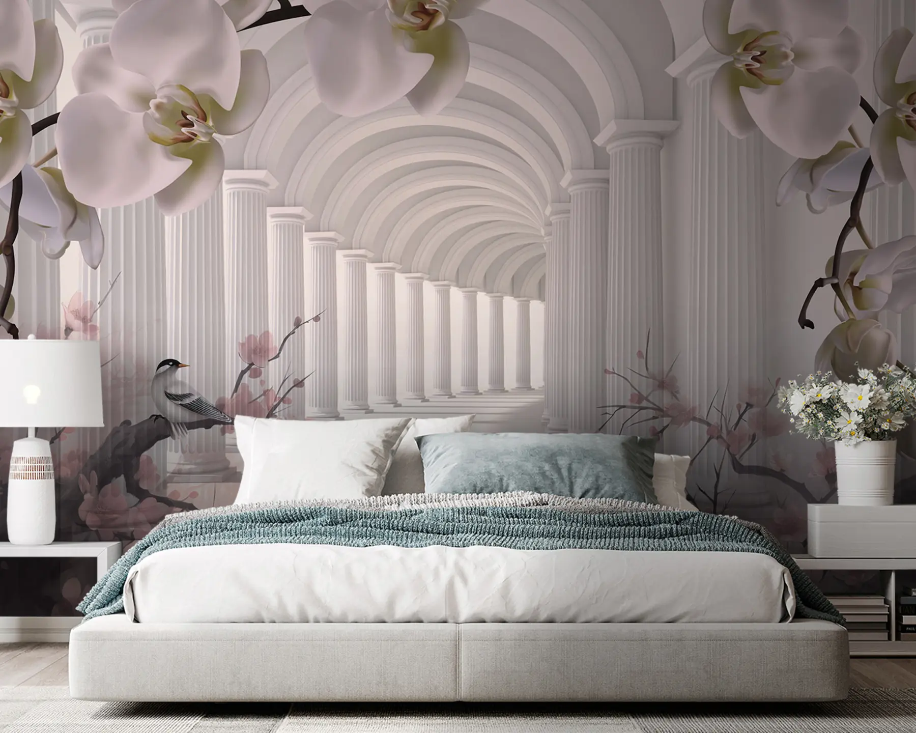 Фототапет Красив тунел с птици и орхидеи u94513