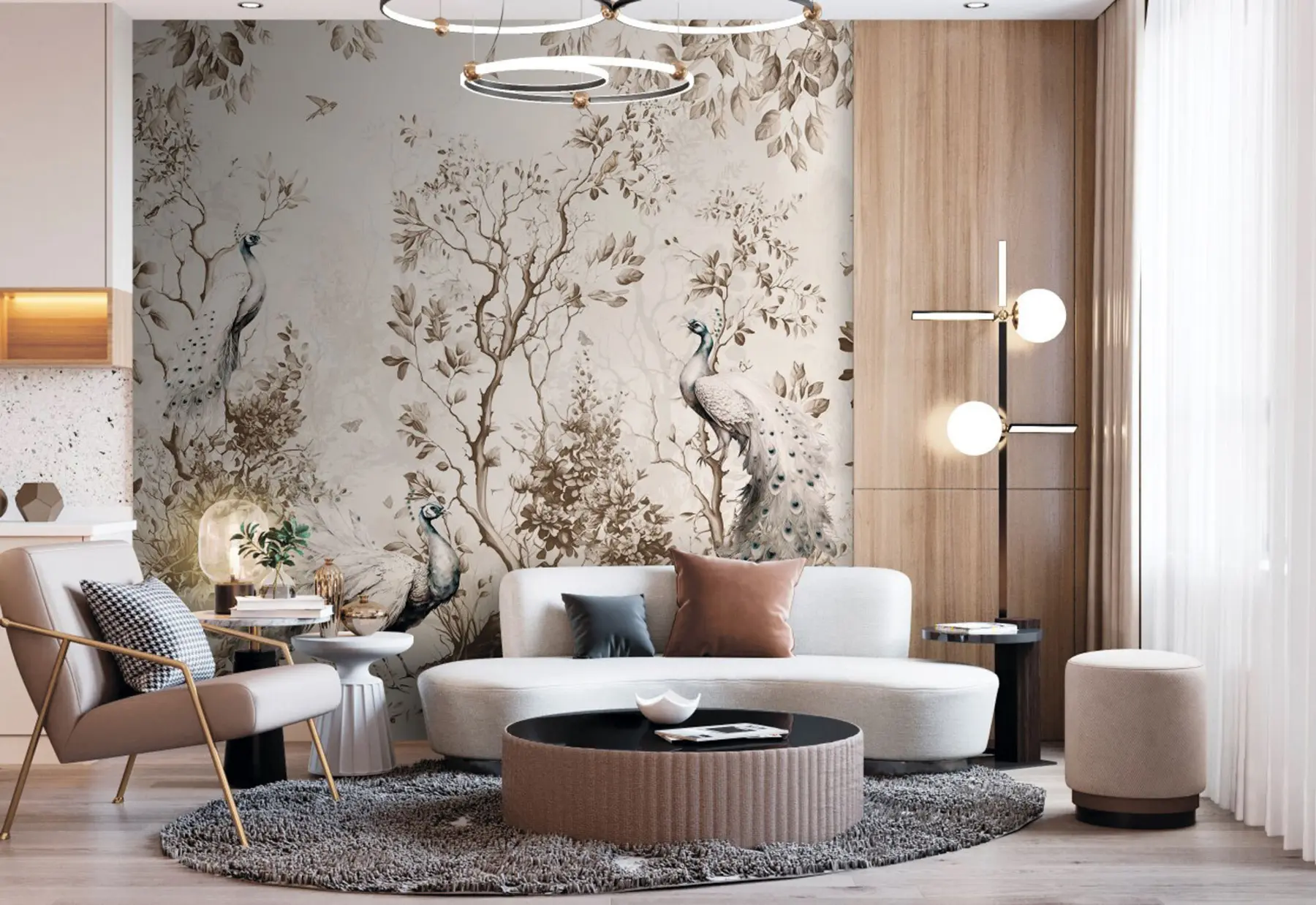 Фототапет Градина с крехки птици, пауни u94850