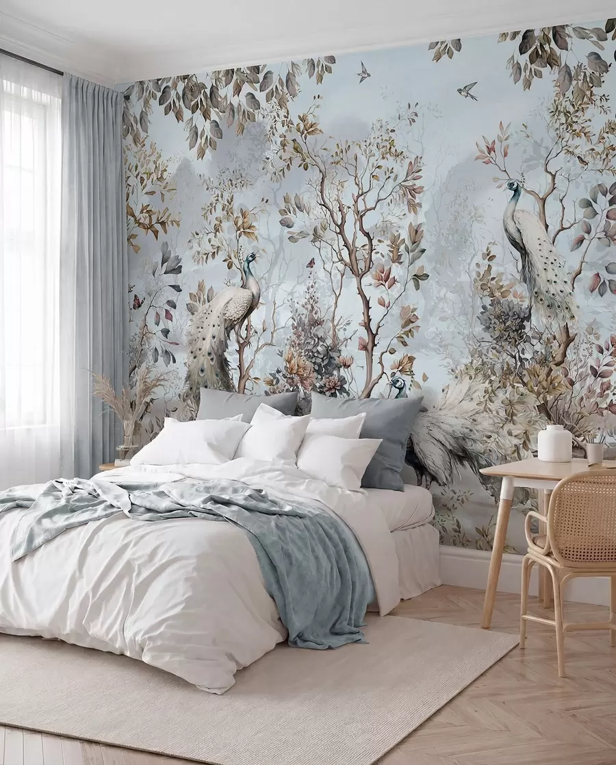 Фототапет Chinoiserie китайски стил растения и пауни u94849