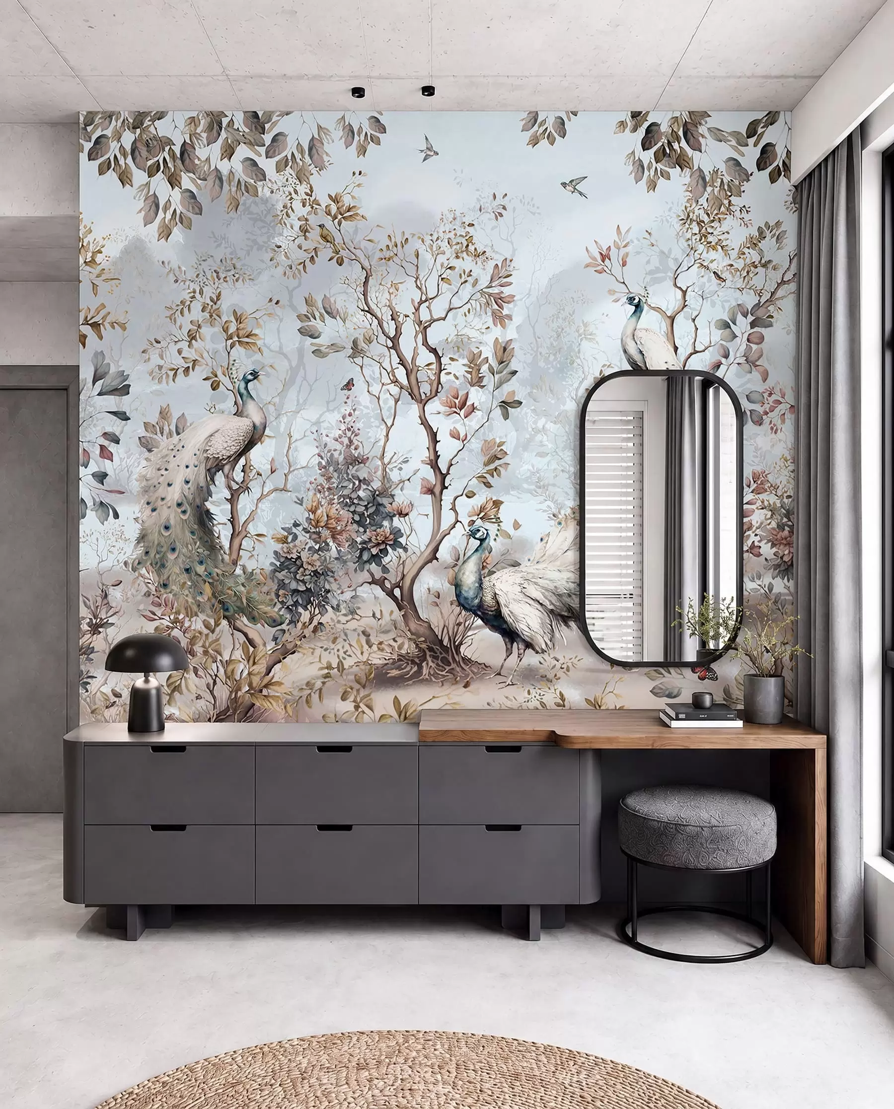 Фототапет Chinoiserie китайски стил растения и пауни u94849
