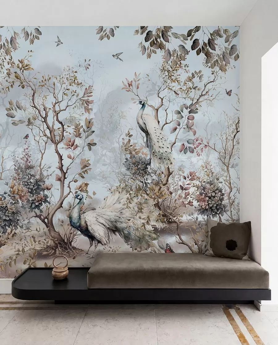 Фототапет Chinoiserie китайски стил растения и пауни u94849