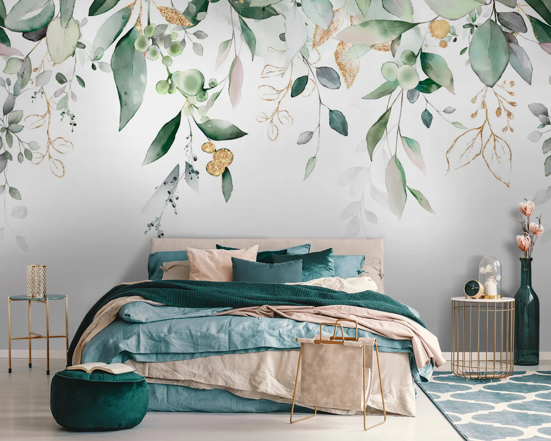 Фототапет Висящи евкалиптови листа на бял фон u95506