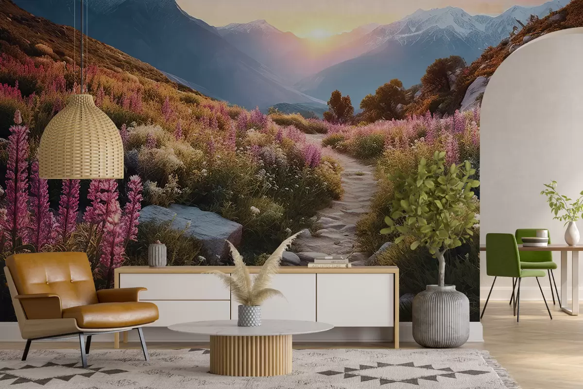 Фототапет Планински пейзаж магически цветя u96210