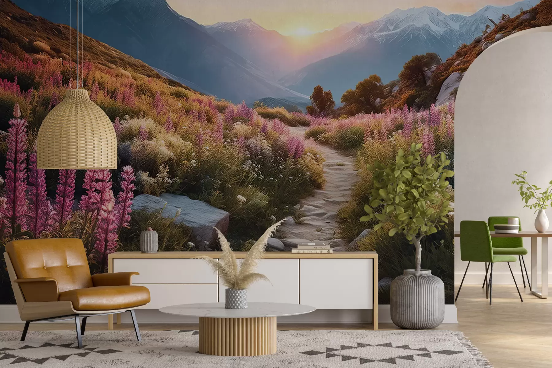 Фототапет Планински пейзаж магически цветя u96210