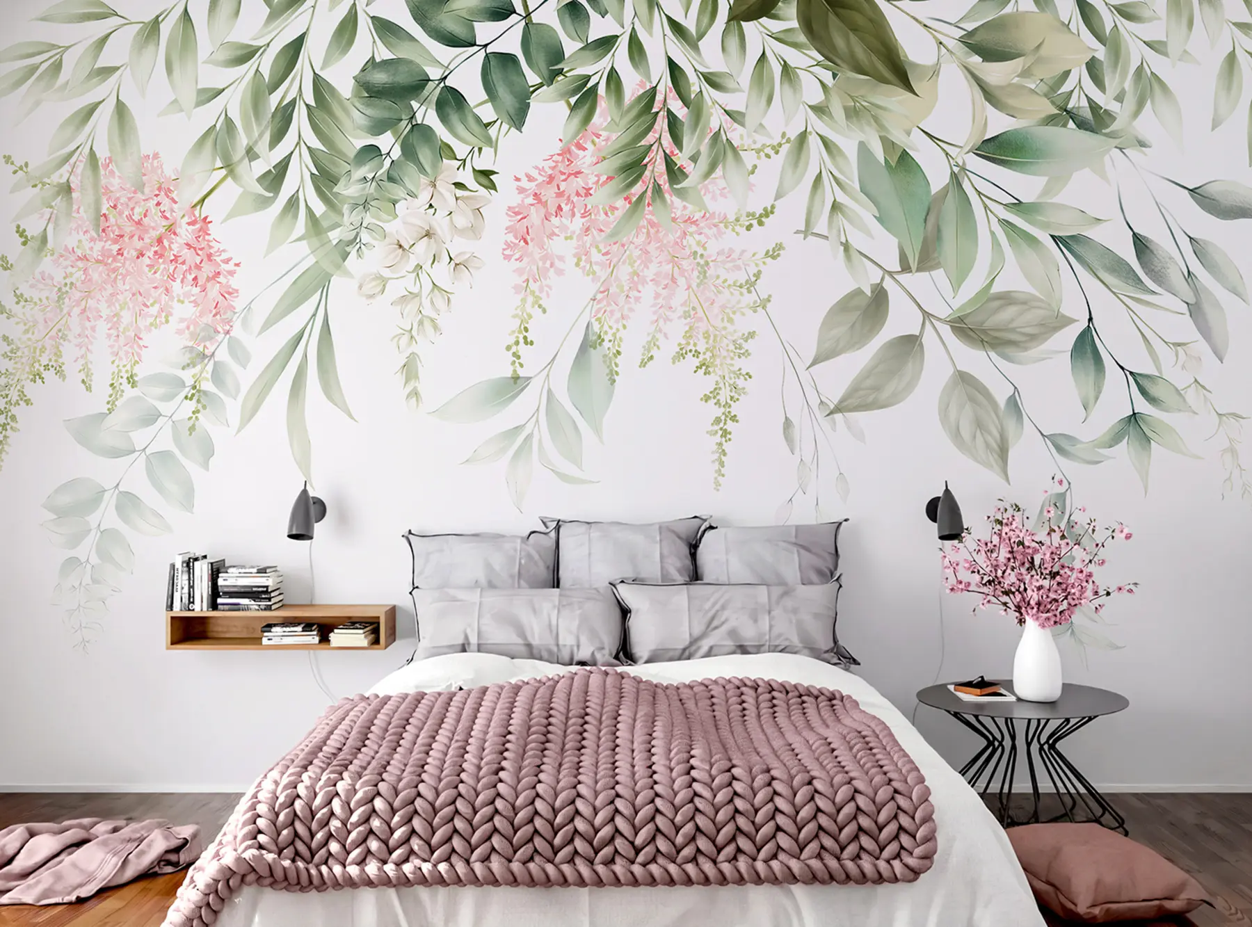 Фототапет Листа с розови цветя u95923