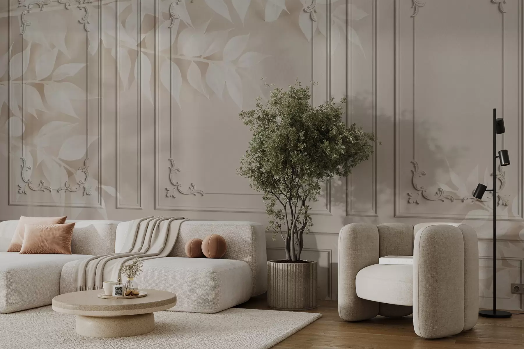 Фототапет Класически английски боазери пана с листа u96165