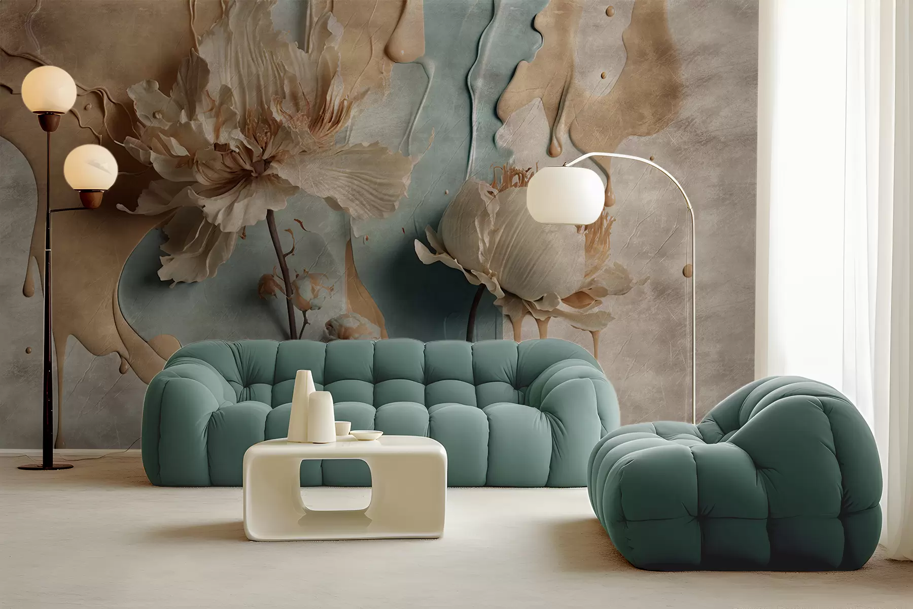 Фототапет Цветя и ивици боя u95662