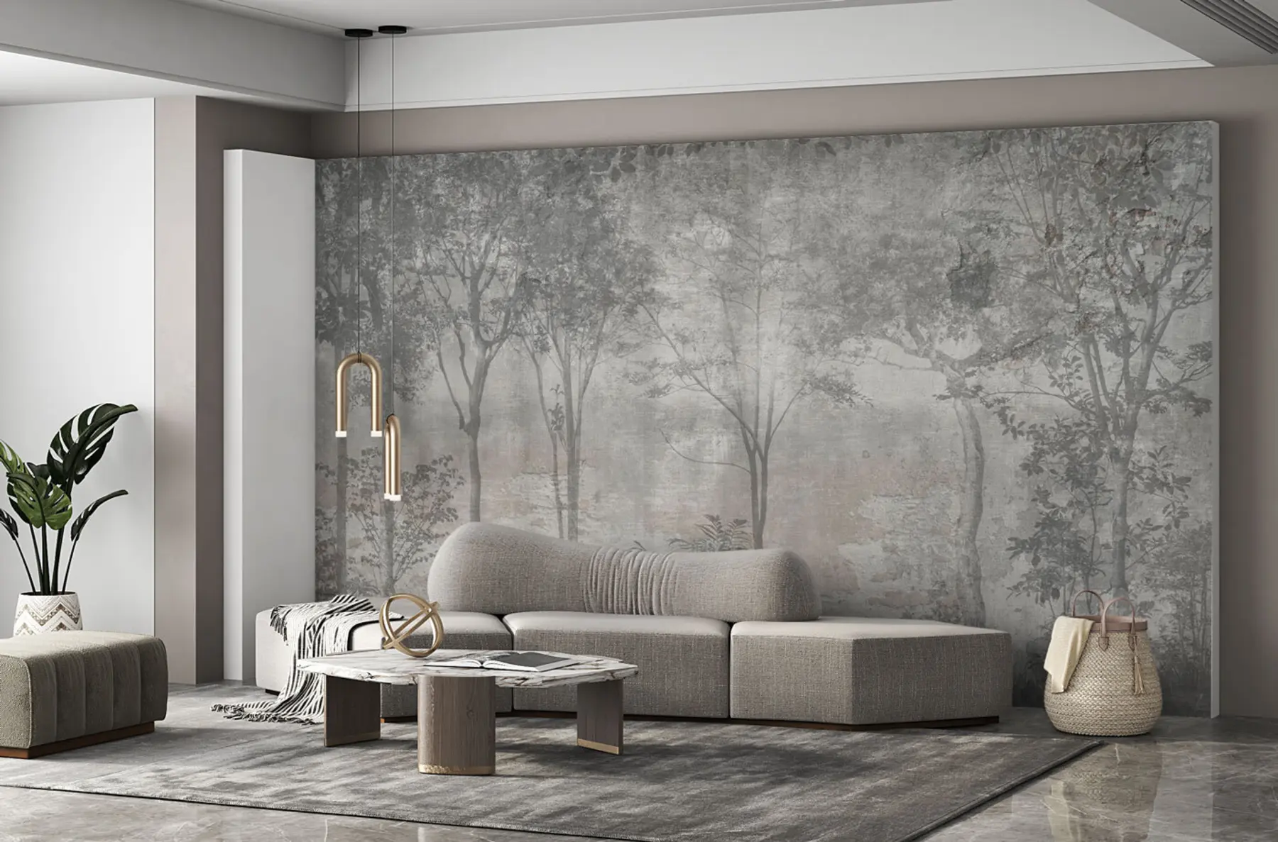 Фототапет Рисуване на гора върху каменна стена u97401