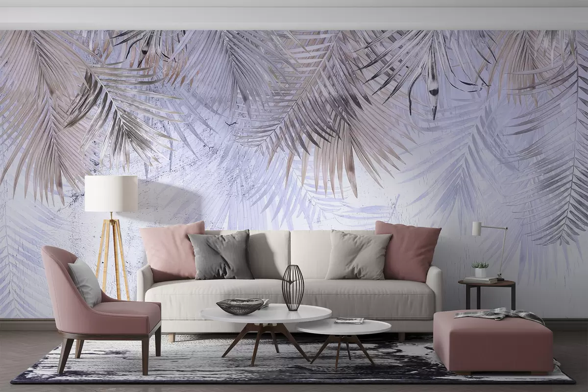 Фототапет Лилави тропически листа в гръндж стил u93843v1