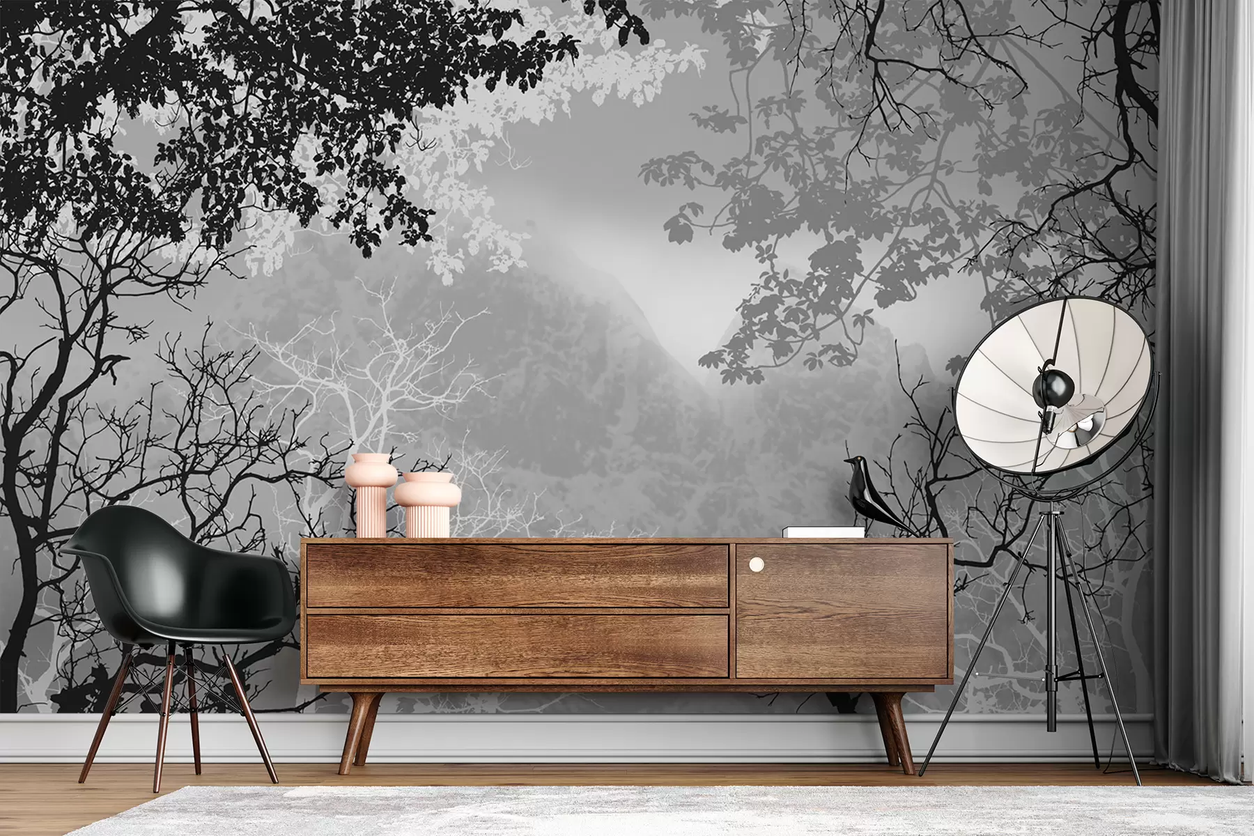 Фототапет Илюстрация на гора на фона на планини с мъгла u98050