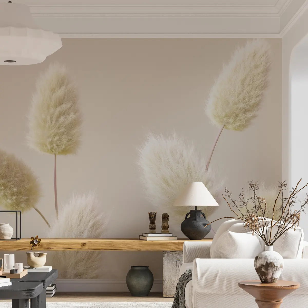 Фототапет Модерни бежови сухи цветя в бохо стил u98432v1