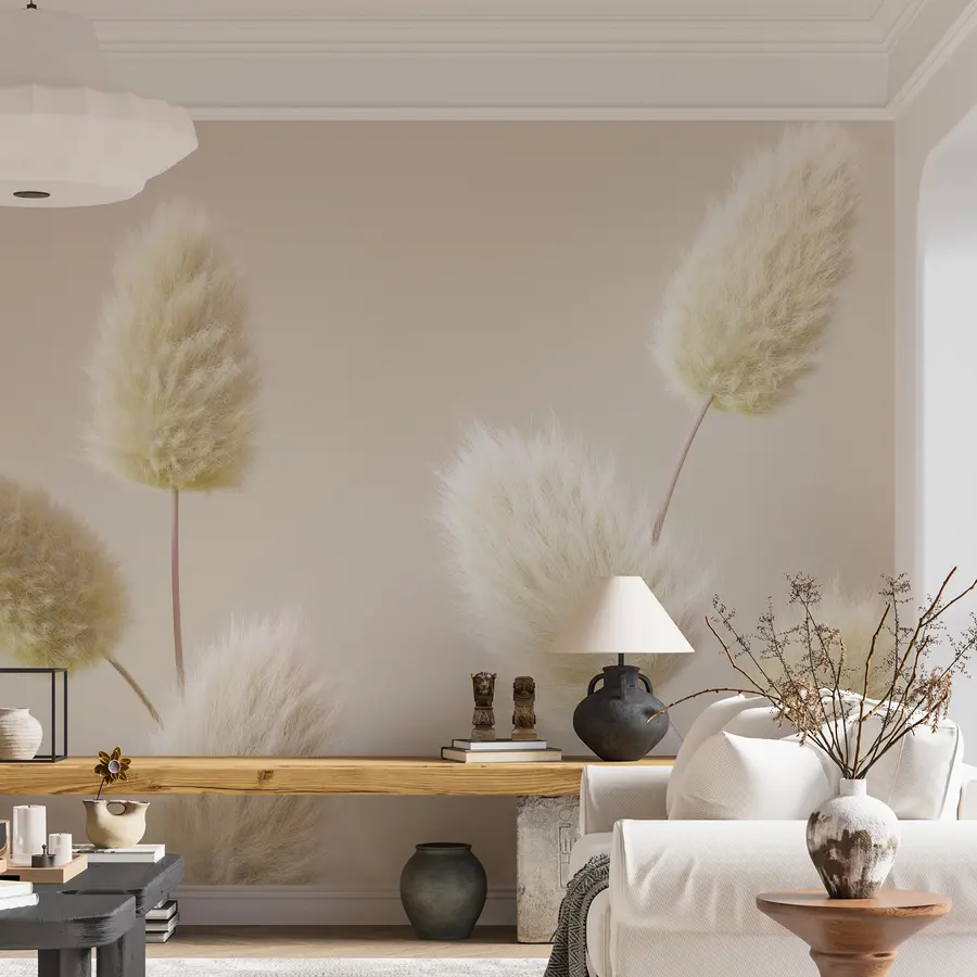 Фототапет Модерни бежови сухи цветя в бохо стил u98432v1