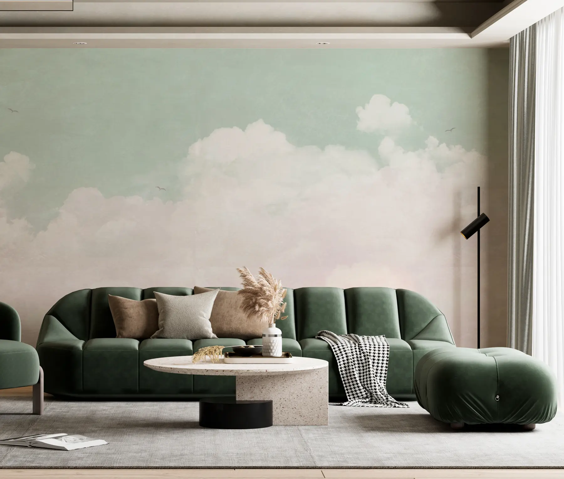 Фототапет Реколта облаци в небето в зелено u96783v2