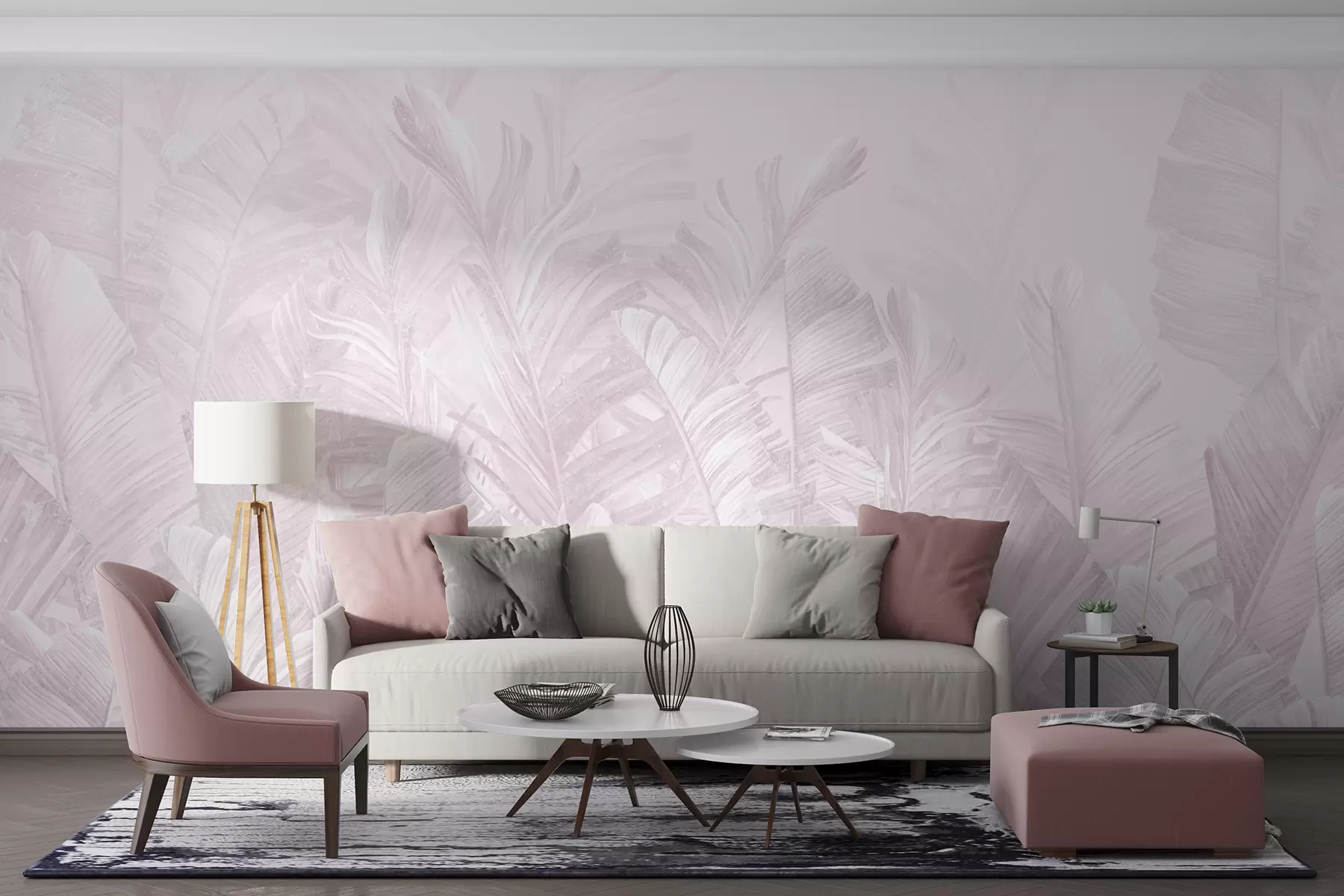 Фототапет Модерни тропически розови листа u98951v1