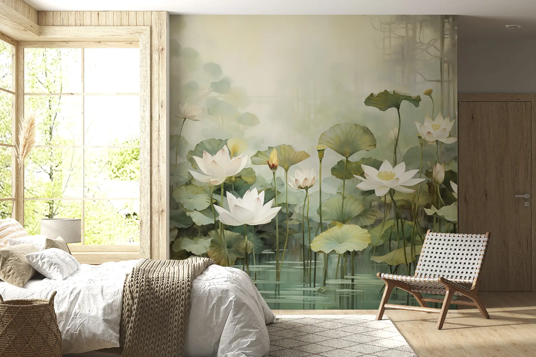 Фототапет Лотосови цветя в езерото, джунгла, тропическо изкуство, зеленина u99454d1