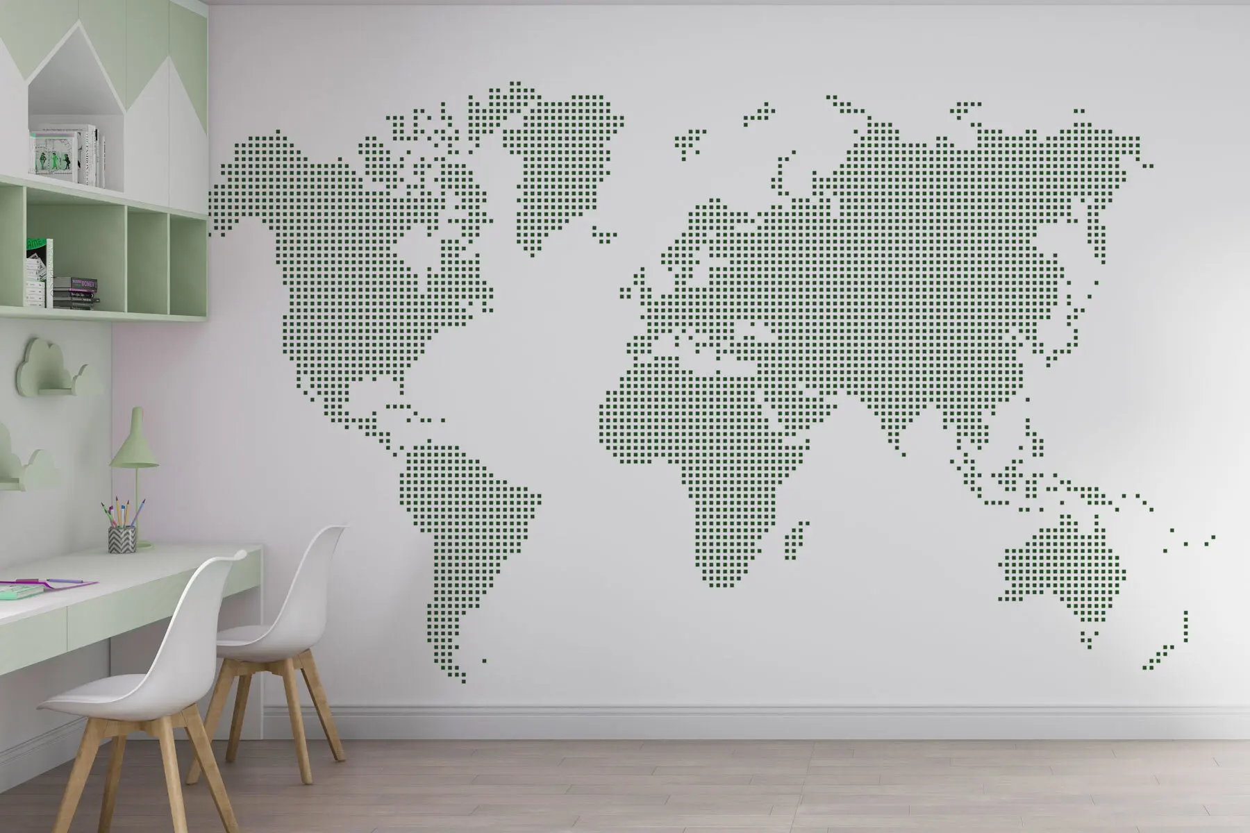 Фототапет Карта на света със зелени квадратни точки u99406v2